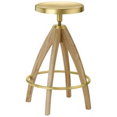 Ghidini 1961 Leporello Senior Light Durmast Barstool in Brass by Paolo Rizzatto