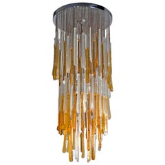 Mazzega Mid-Century Modern "Pulegoso" Murano Glass Italian Chandelier, 1960s