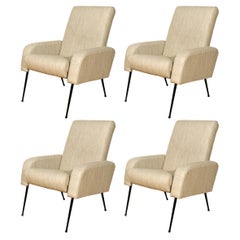 Set of Four Mid-Century Modern Airbone Style Armchairs - France