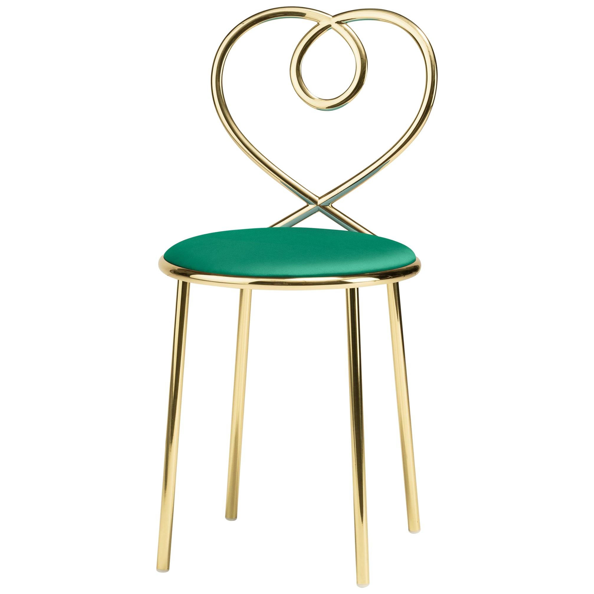 Ghidini 1961 Love Chair Malachite in Polished Brass by Nika Zupanc For Sale