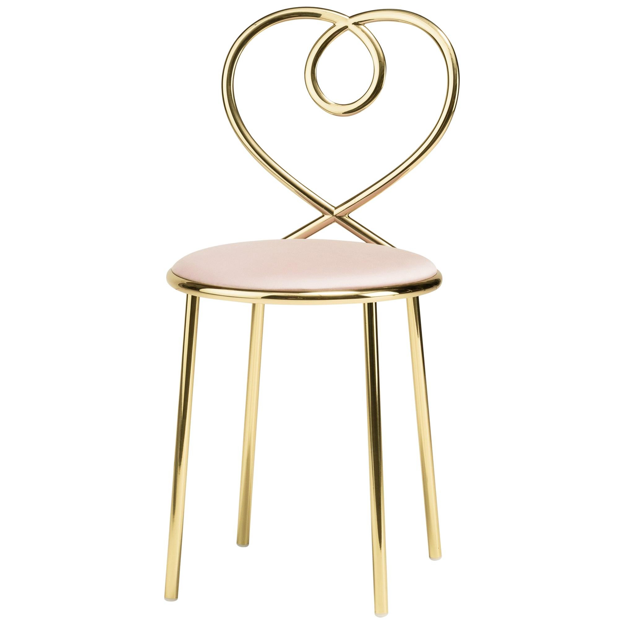 Ghidini 1961 Love Chair Powder Rose in Polished Brass by Nika Zupanc For Sale
