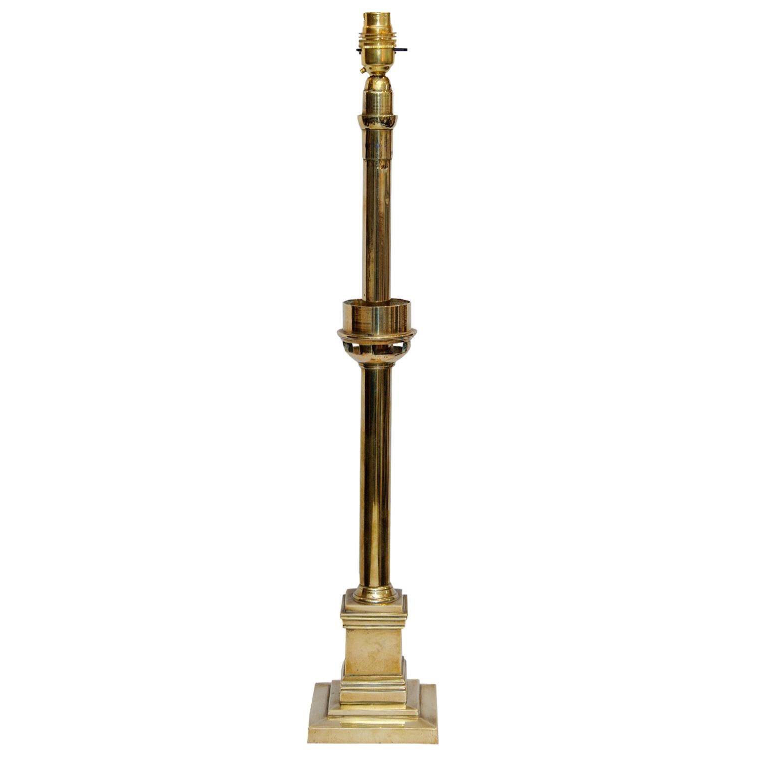 George IV Brass Column Lamp by Palmer & Co., circa 1825 For Sale