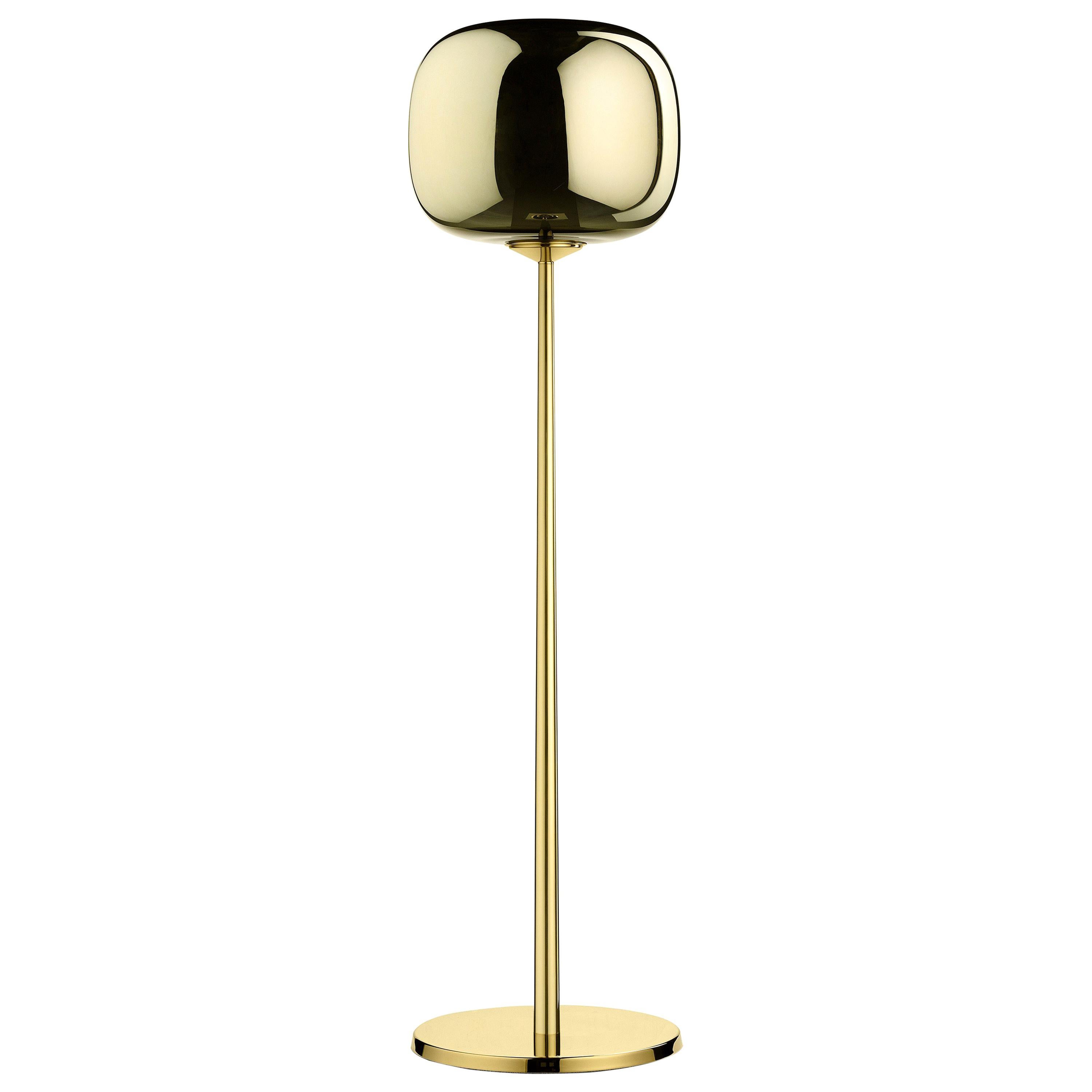 Ghidini 1961 Short Dusk Dawn Floor Lamp in Brass and Metallic Glass by Branch