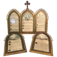 Antique Latin Mass Altar Cards, Mid-Late 19th Century