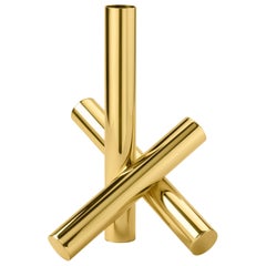 Ghidini 1961 Sticks Candleholder in Polished Brass by Campana Brothers