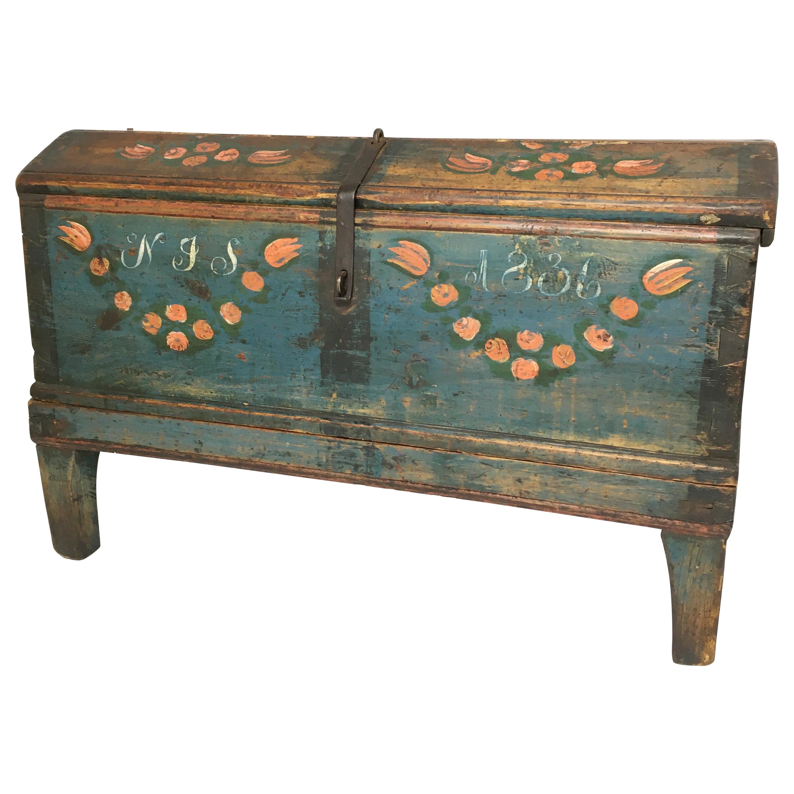 Antique Swedish Marriage Trunk, 1836