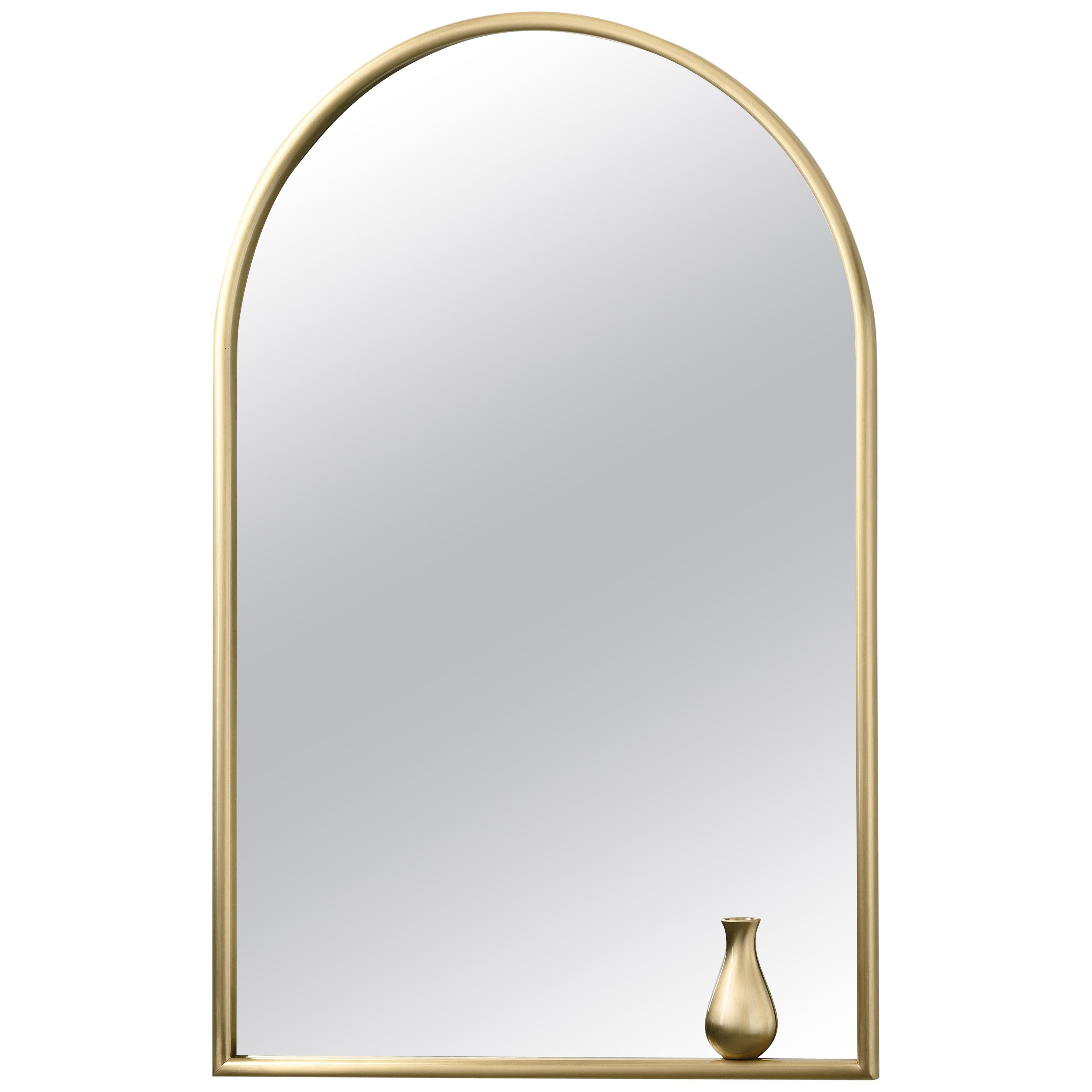 Ghidini 1961 Mirror with Little Vase in Brass by Elisa Giovanni