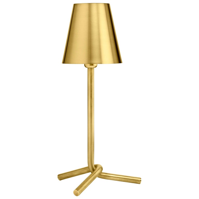 Ghidini 1961 Mio Table Lamp in Satin Brass by Aldo Cibic For Sale