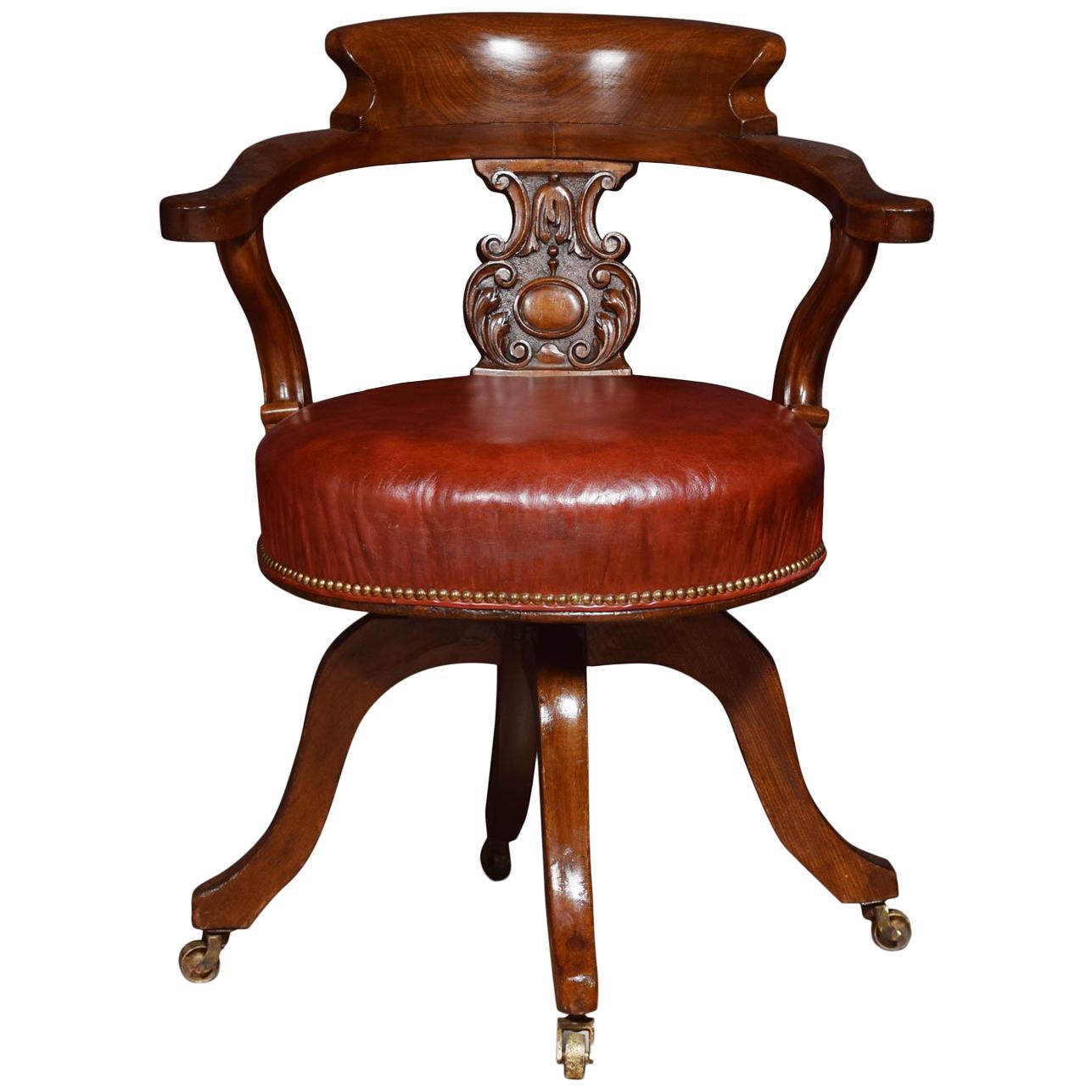 Mahogany Captains Office Chair at 1stDibs