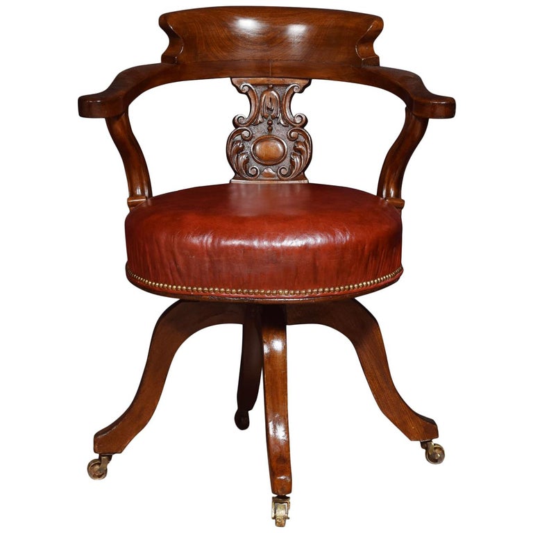 Mahogany Captains Office Chair at 1stDibs