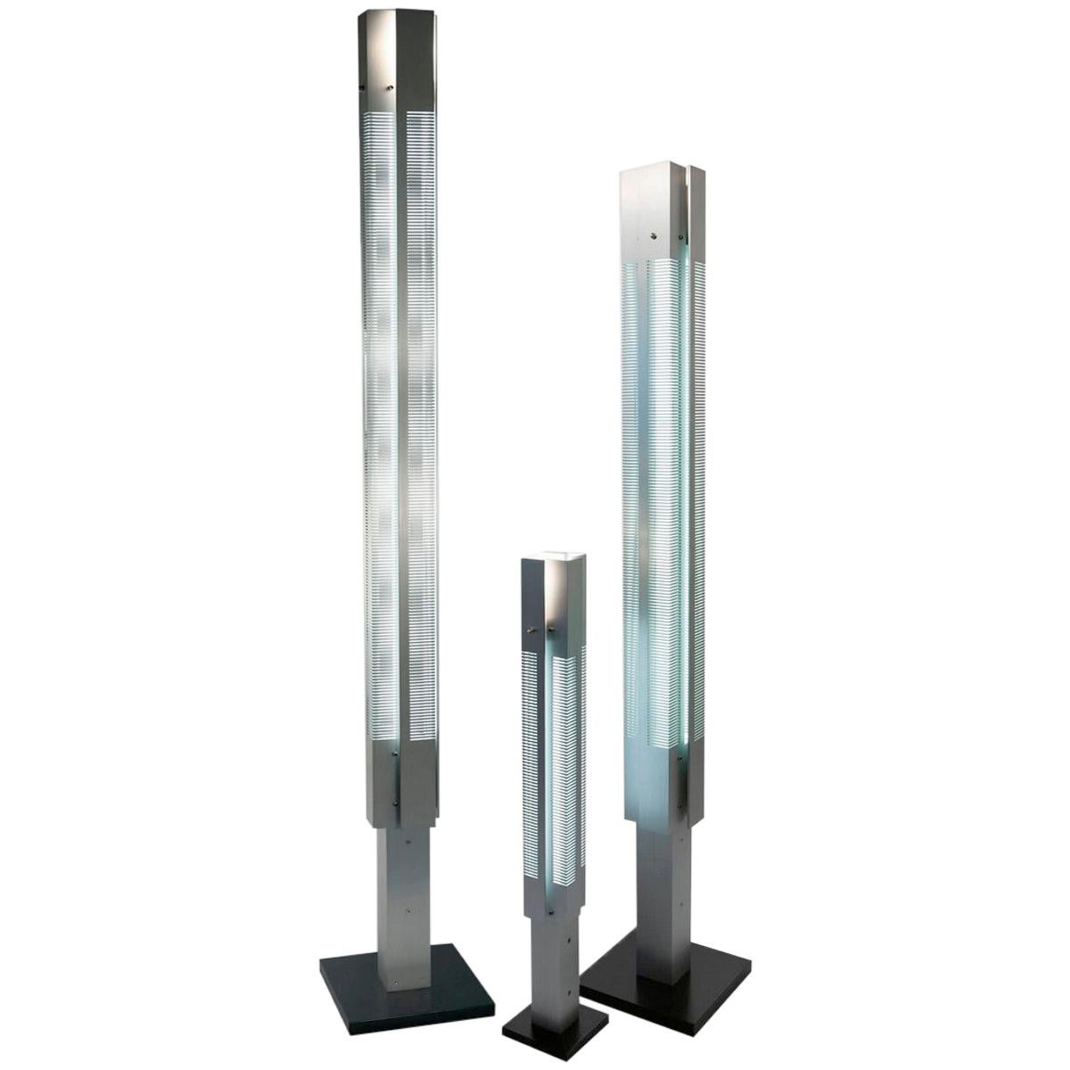 Serge Mouille Mid-Century Modern Aluminium Signal Column Floor Lamp Set