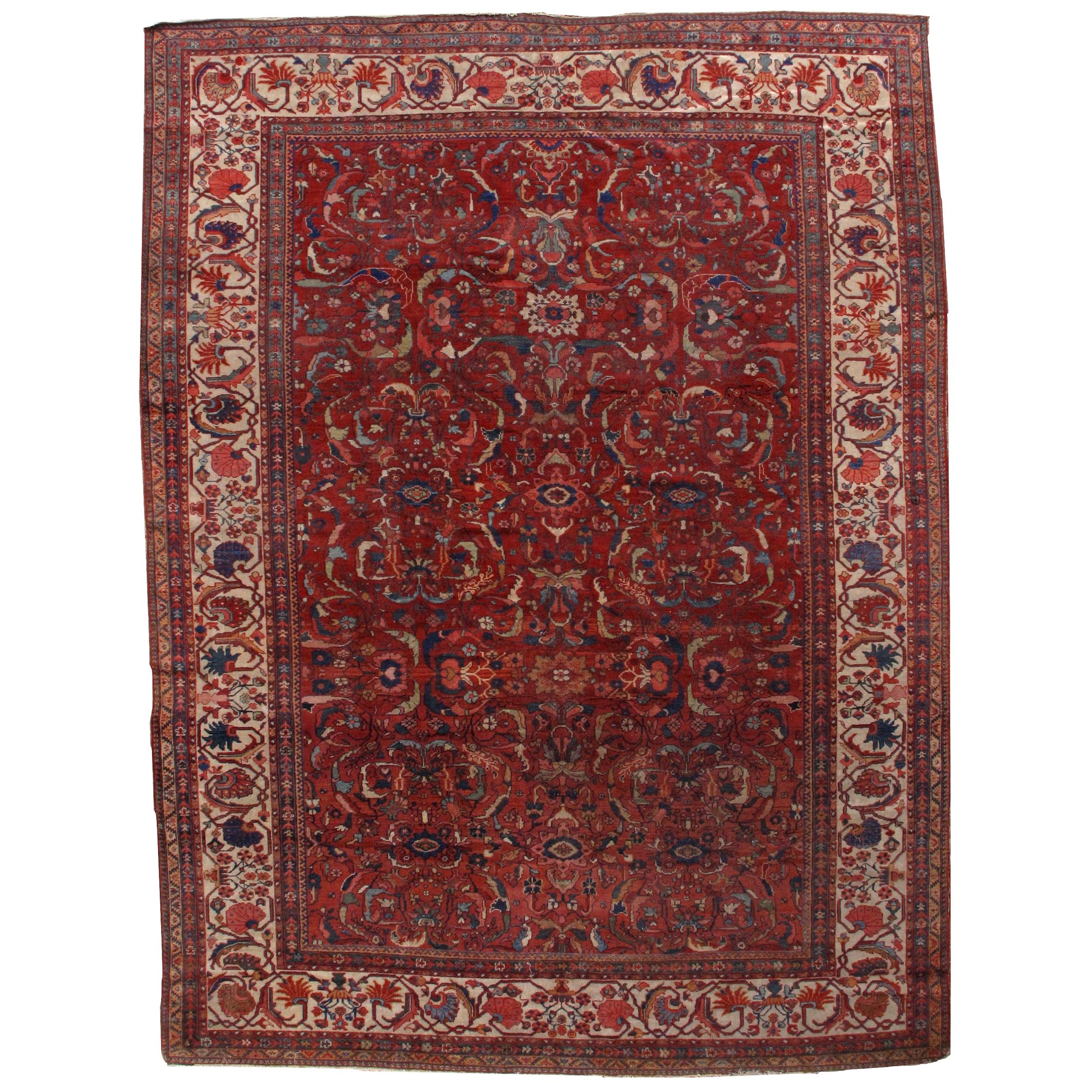 Handmade Antique Sultanabad Style Rug, 1880s, 1B458 For Sale
