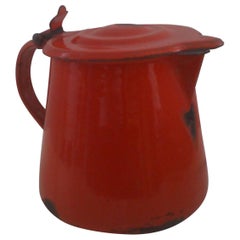 Vintage Enamel Pitcher with Lid, circa 1950s