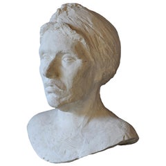 Scandinavian Hand-Sculpted Plaster Bust, circa 1930