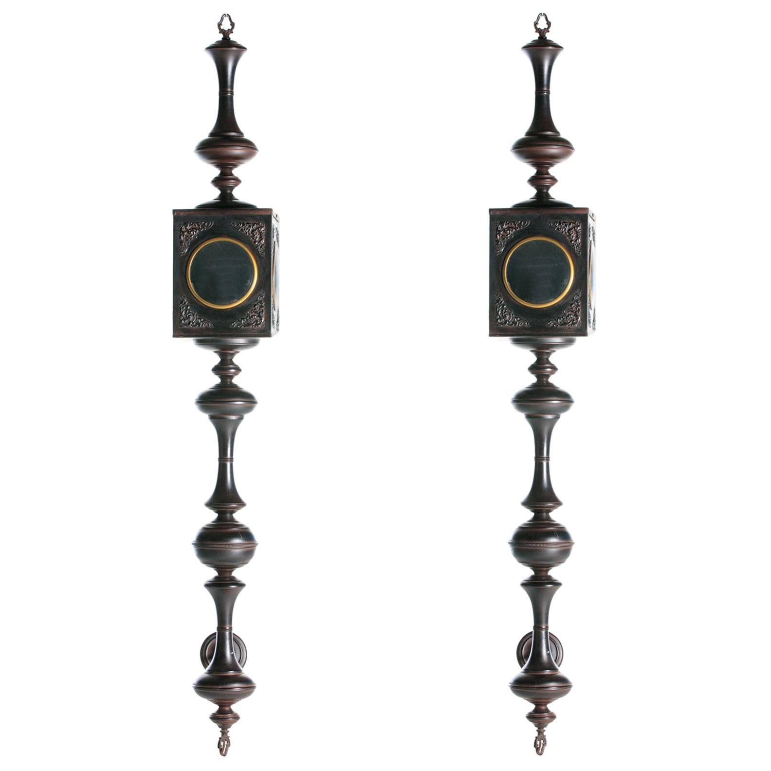 Vintage Pair of Dramatic Hollywood Regency Outdoor Sconces