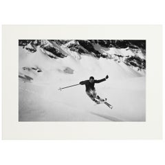 Alpine Ski Photograph, 'Quersprung' Taken from Original 1930s Photograph