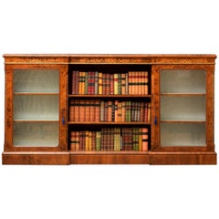 Antique Victorian Walnut Bookcase or Display Cabinet