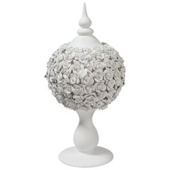 Fruit Stand Sphere Coco Camellias, Matt White Ceramic, Italy