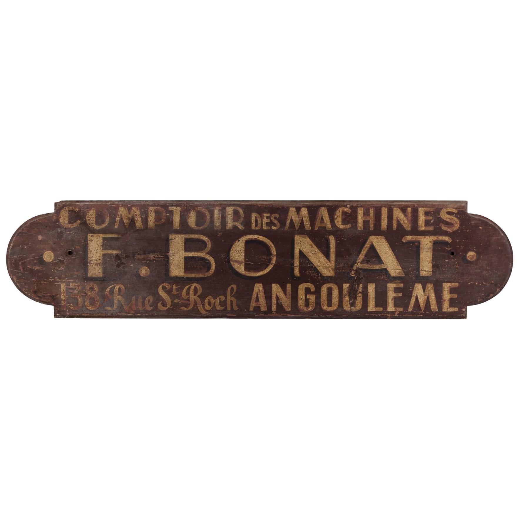 Early 20th Century Painted Wooden French Trade Sign