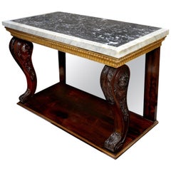English Rosewood Giltwood and Marble Console Table, circa 1820