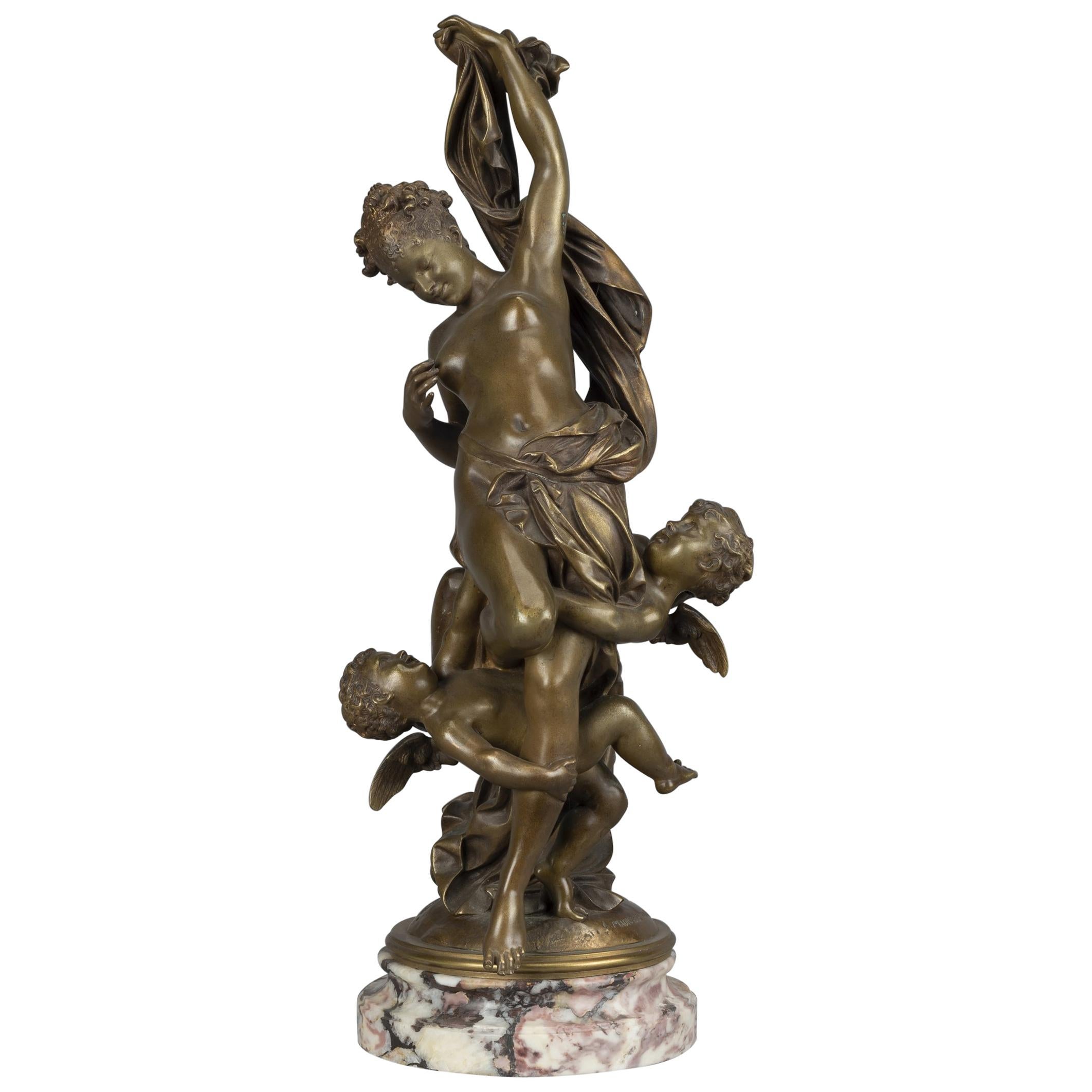 'L'innocence Tourmentée Par L'amour' A Figural Group by Luca Madrassi circa 1900 For Sale