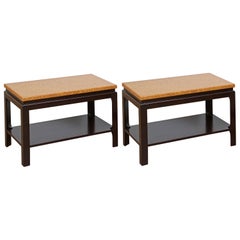 Pair of Two-Tier Cork Top End Tables by Paul Frankl
