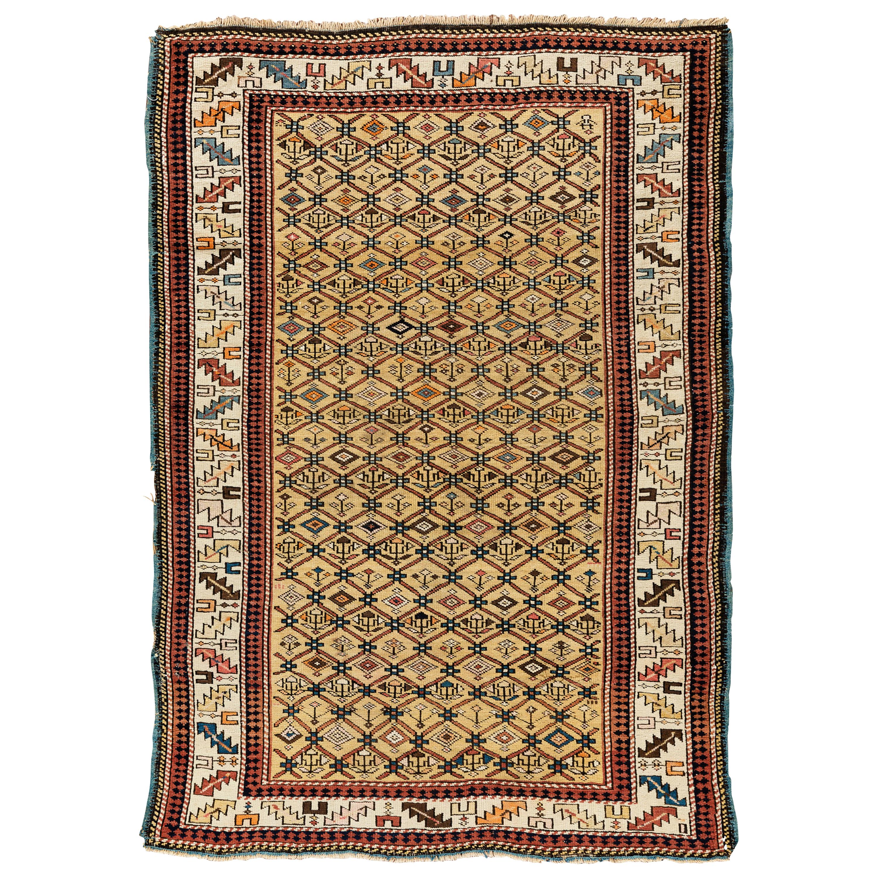 Antique Caucasian Kuba Rug, circa 1880  3'9 x 5'7 For Sale