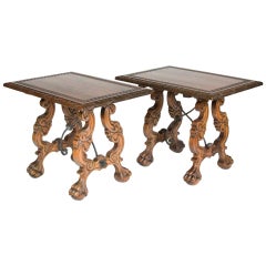 Carved Walnut Spanish Side Tables, in the Baroque Tradition
