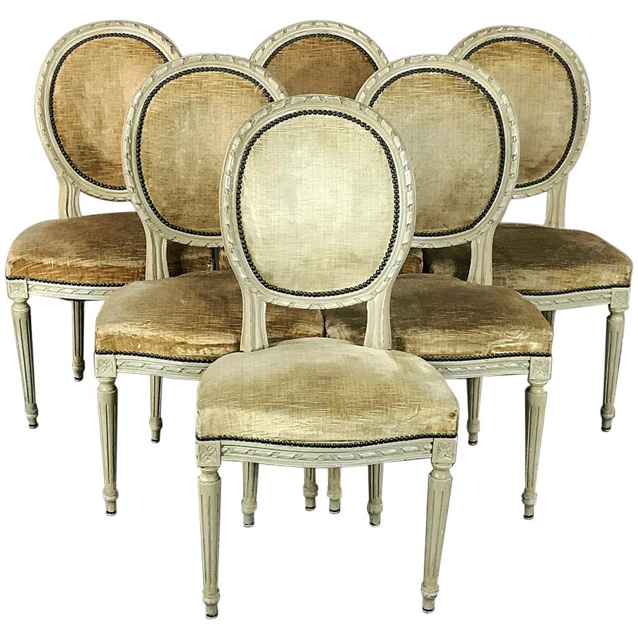 Set of 6 Antique French Painted Louis XVI Chairs