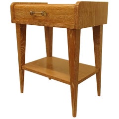 1940 This Nightstand or Side Table Cerused Oak with Glass Handle