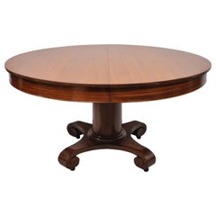 Ancienne table à manger Empire américaine à piédestal rond en acajou