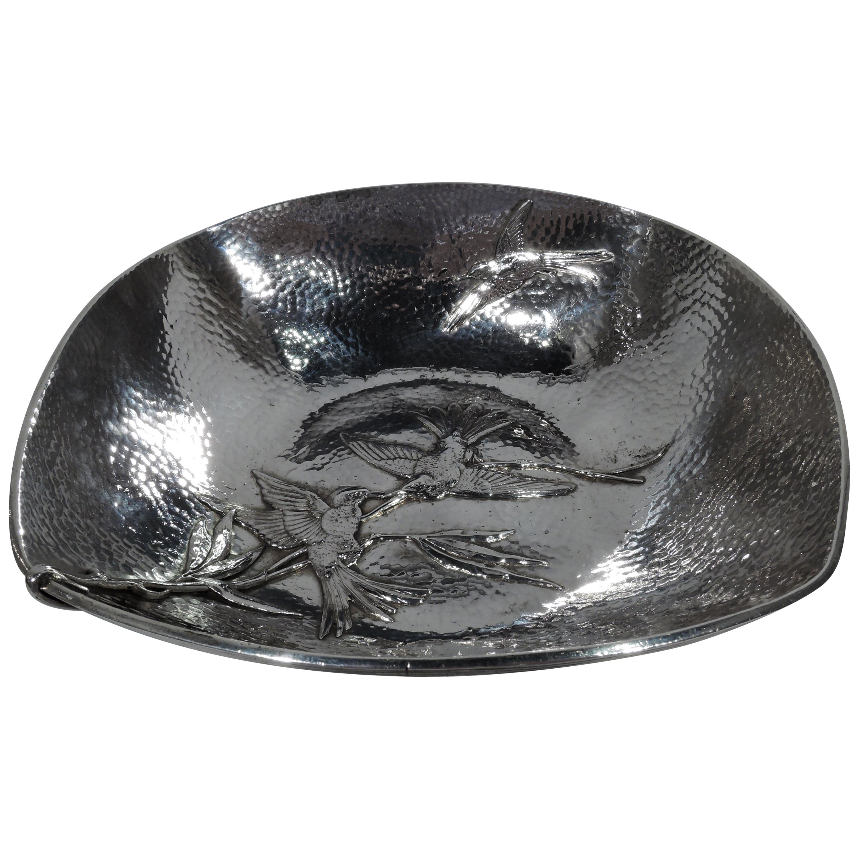 Gorham Japonesque Applied Hand-Hammered Sterling Silver Hummingbird Bowl