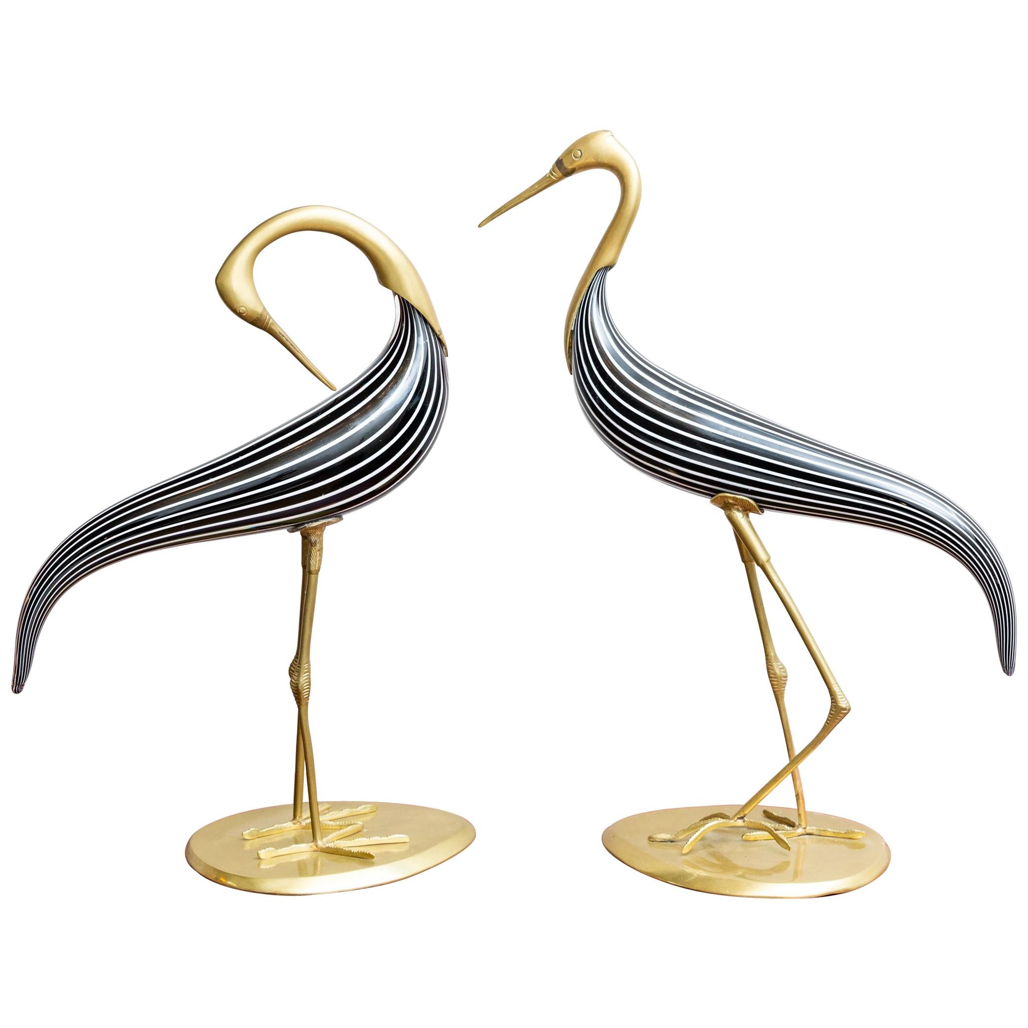 Pair of Murano Glass Herons, Italy, circa 1970 For Sale