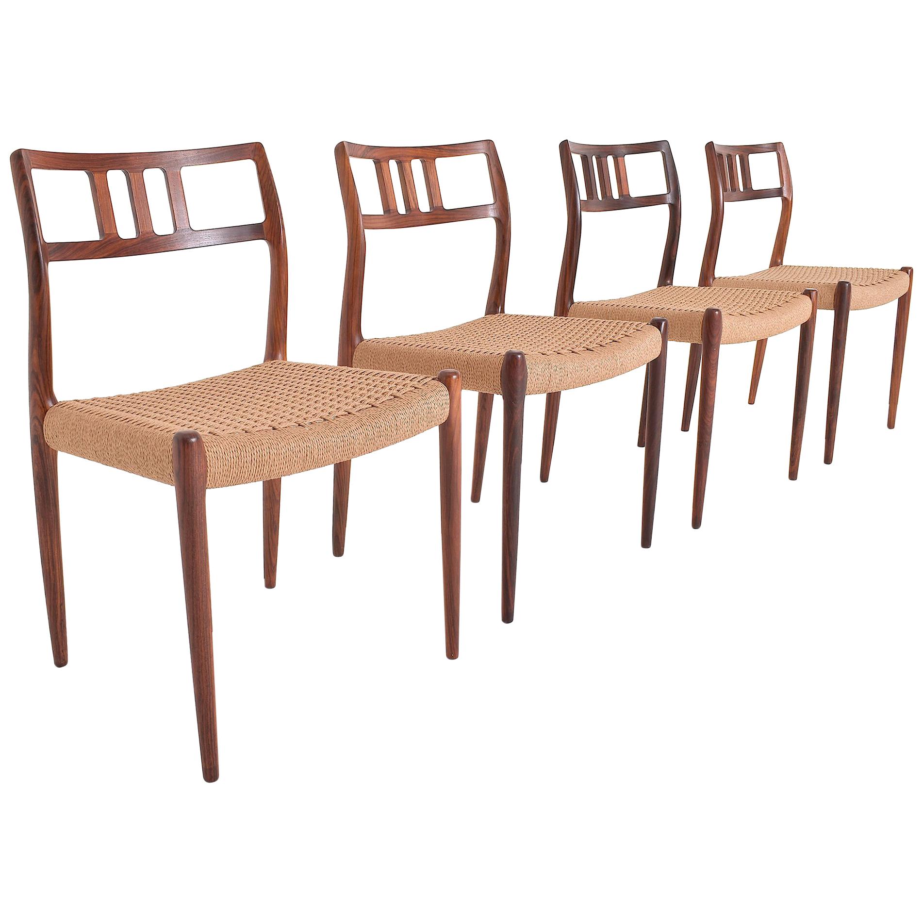 Set of Four Rosewood Chairs Model 79 by Niels Otto Moller