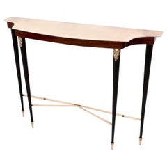 Mahogany Console Table with Portuguese Pink Marble Top, Italy, 1950s