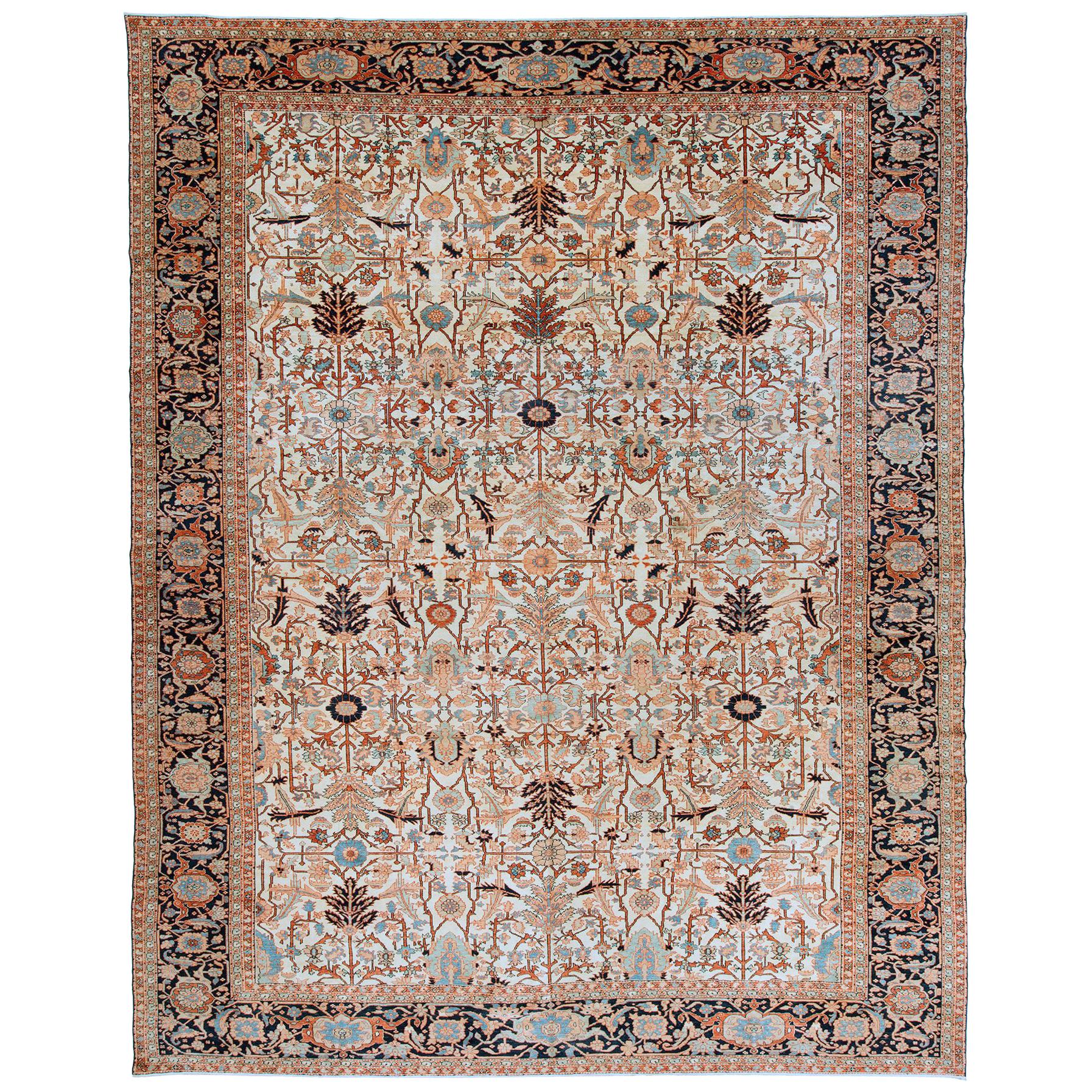 Vintage Inspired Oversize Persian Heriz Carpet