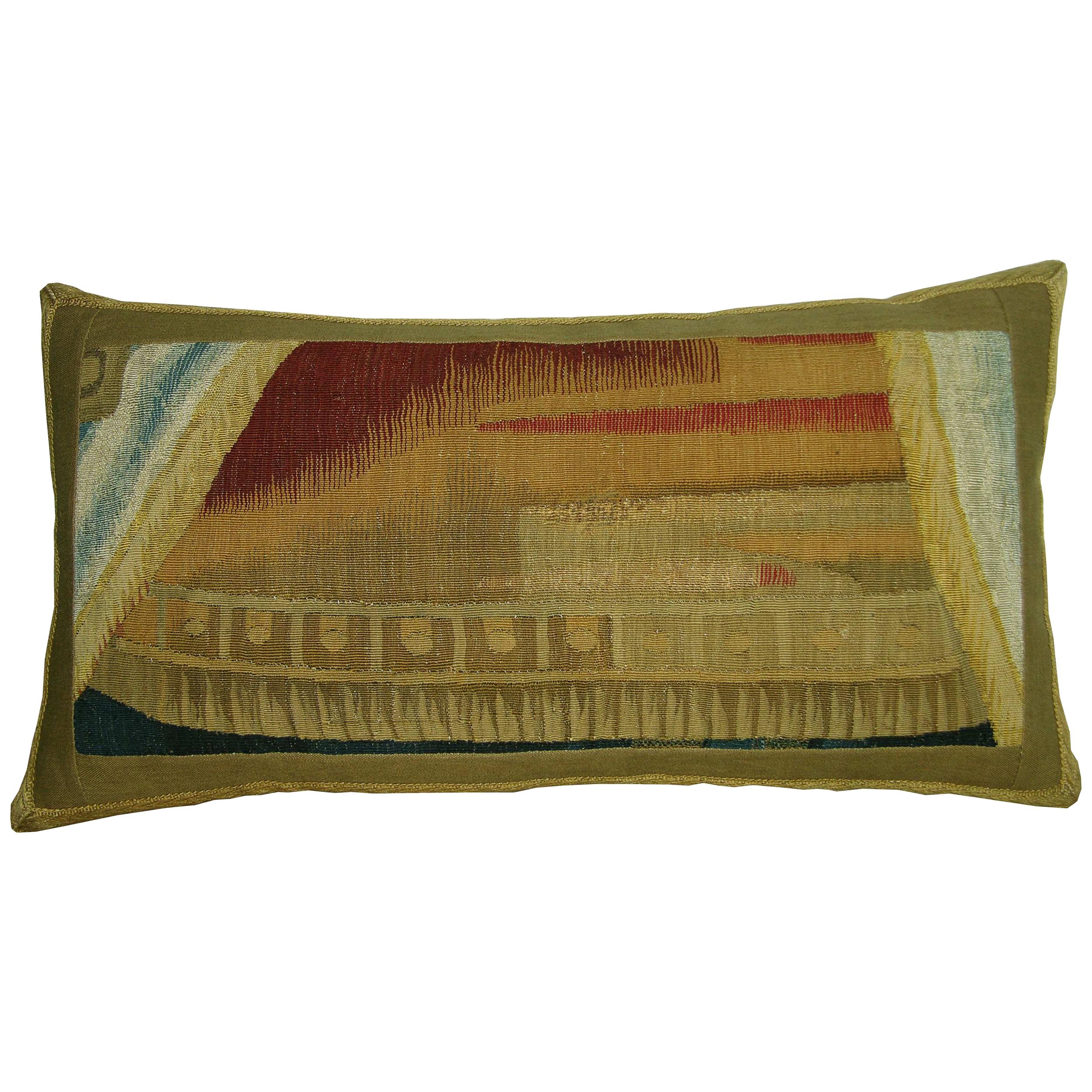 Antique Brussels Tapestry Pillow, circa 17th Century 1722p For Sale