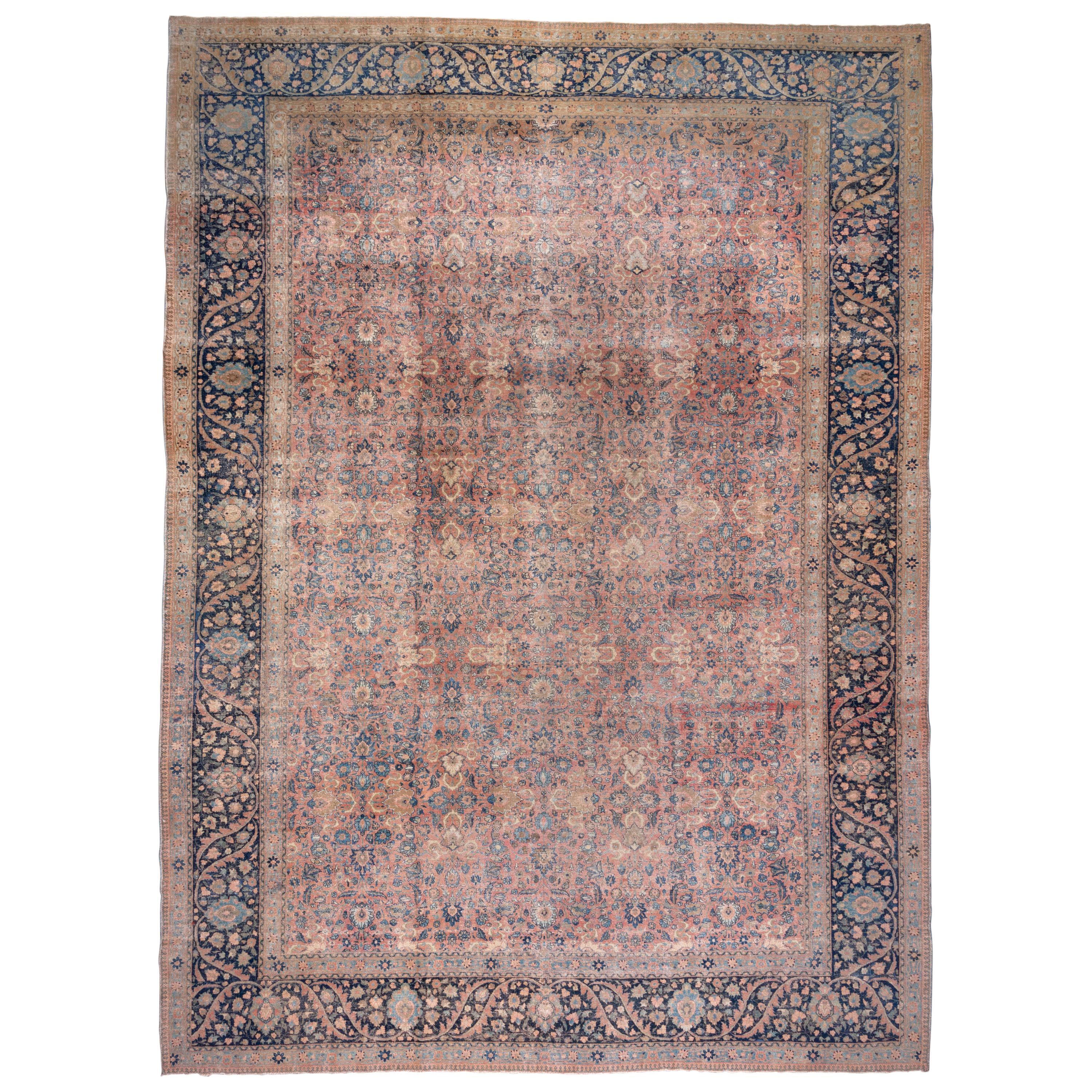 Antique Oversized Tabriz Carpet, Pink Field For Sale