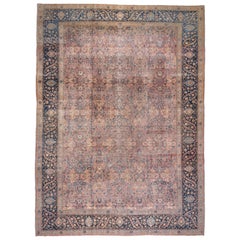 Antique Oversized Tabriz Carpet, Pink Field