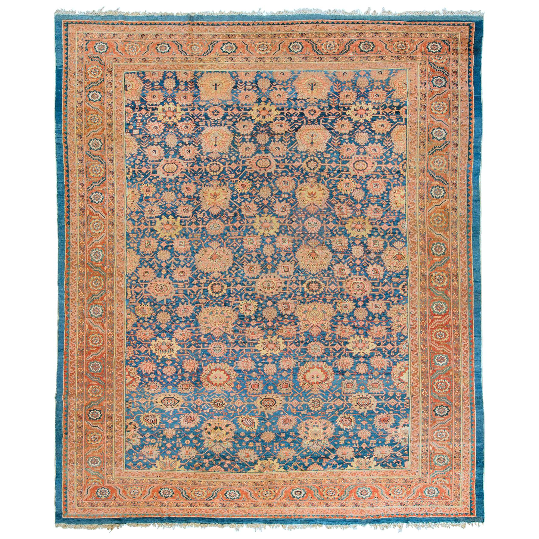 Blaublauer antiker persischer Bakshaish Oversize-Teppich in Übergröße im Angebot