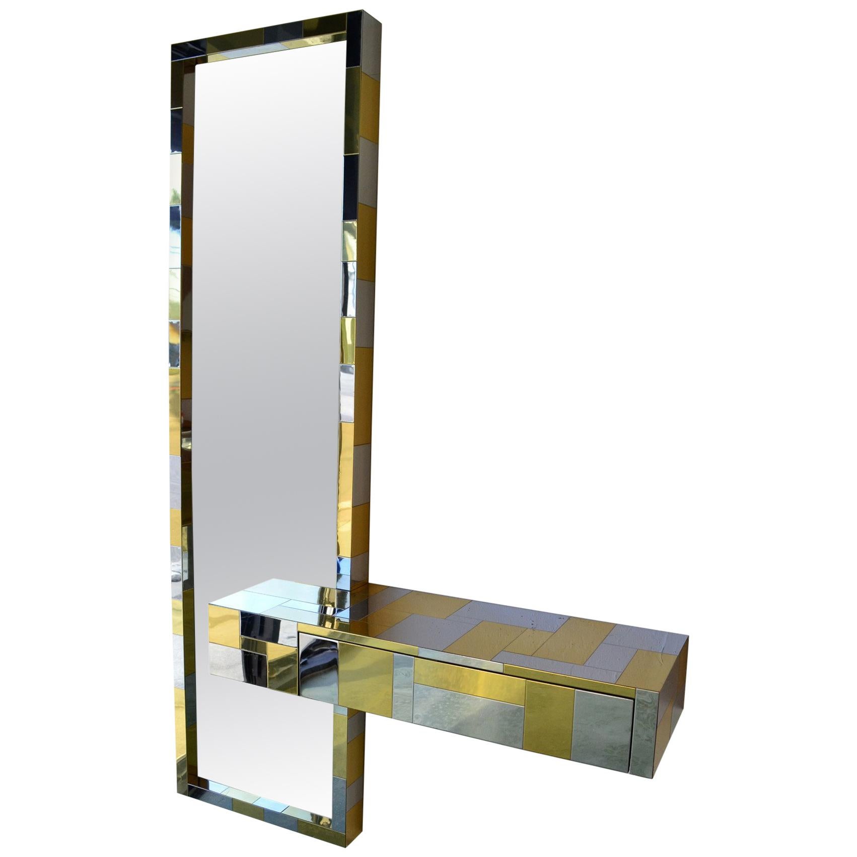 Paul Evans Cityscape Floating Console and Mirror by Directional Furniture