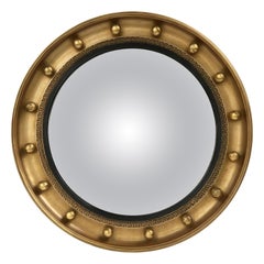 English Round Gilt Framed Convex Mirror (Diameter 19 3/8)