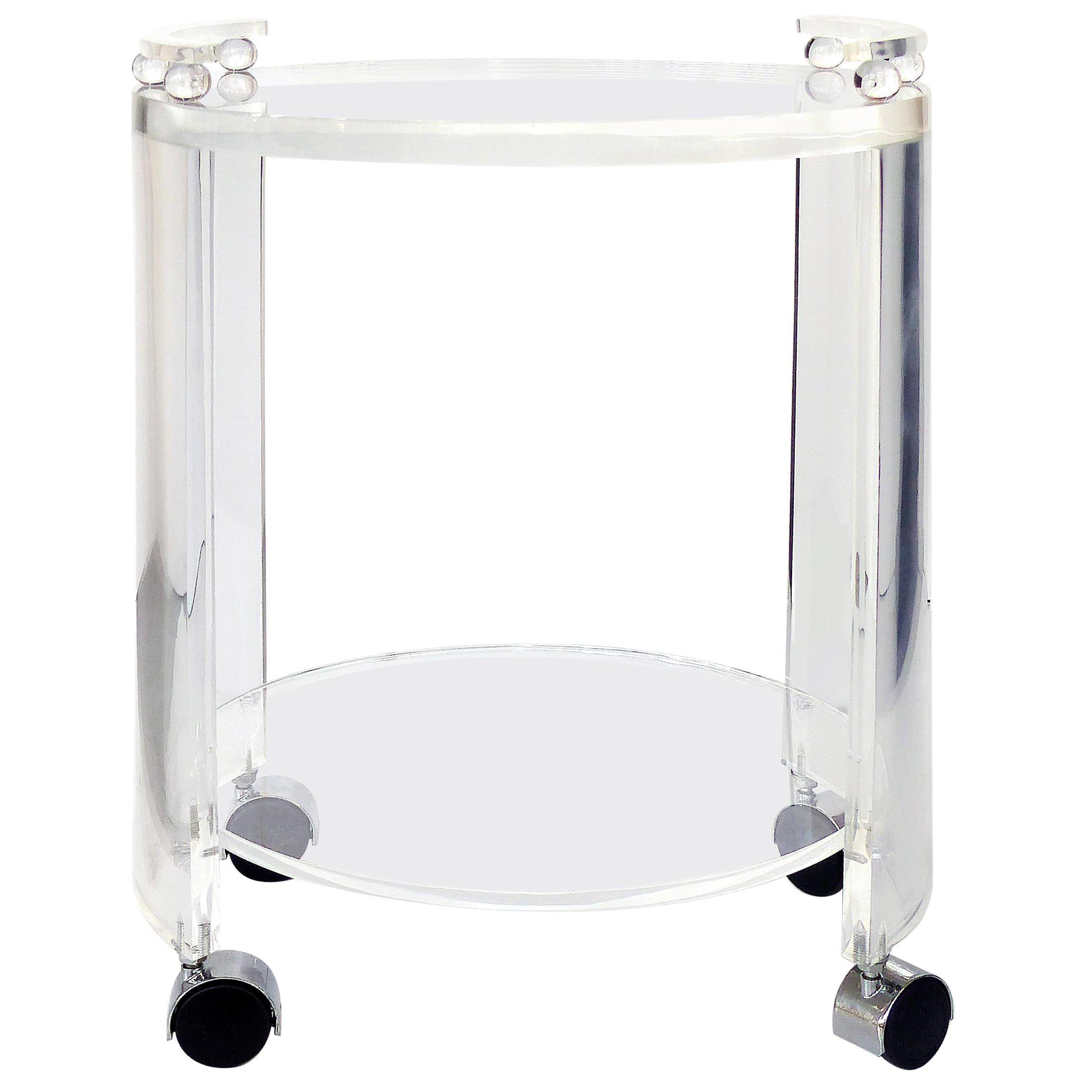 Round Lucite Bar Cart on Casters