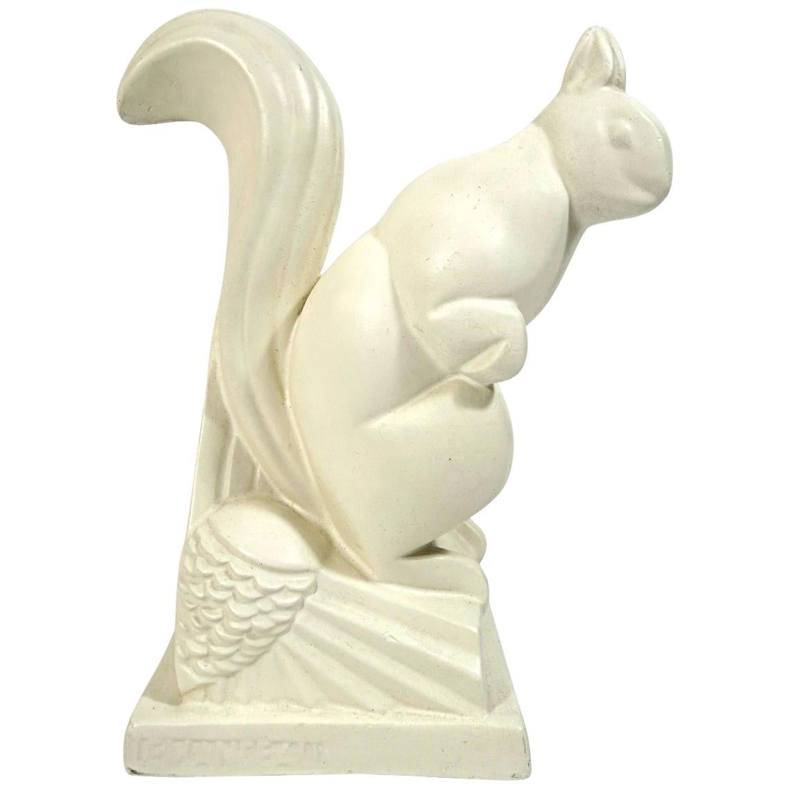 Art Deco Ceramic Squirrel by Charles Lemanceau For Sale