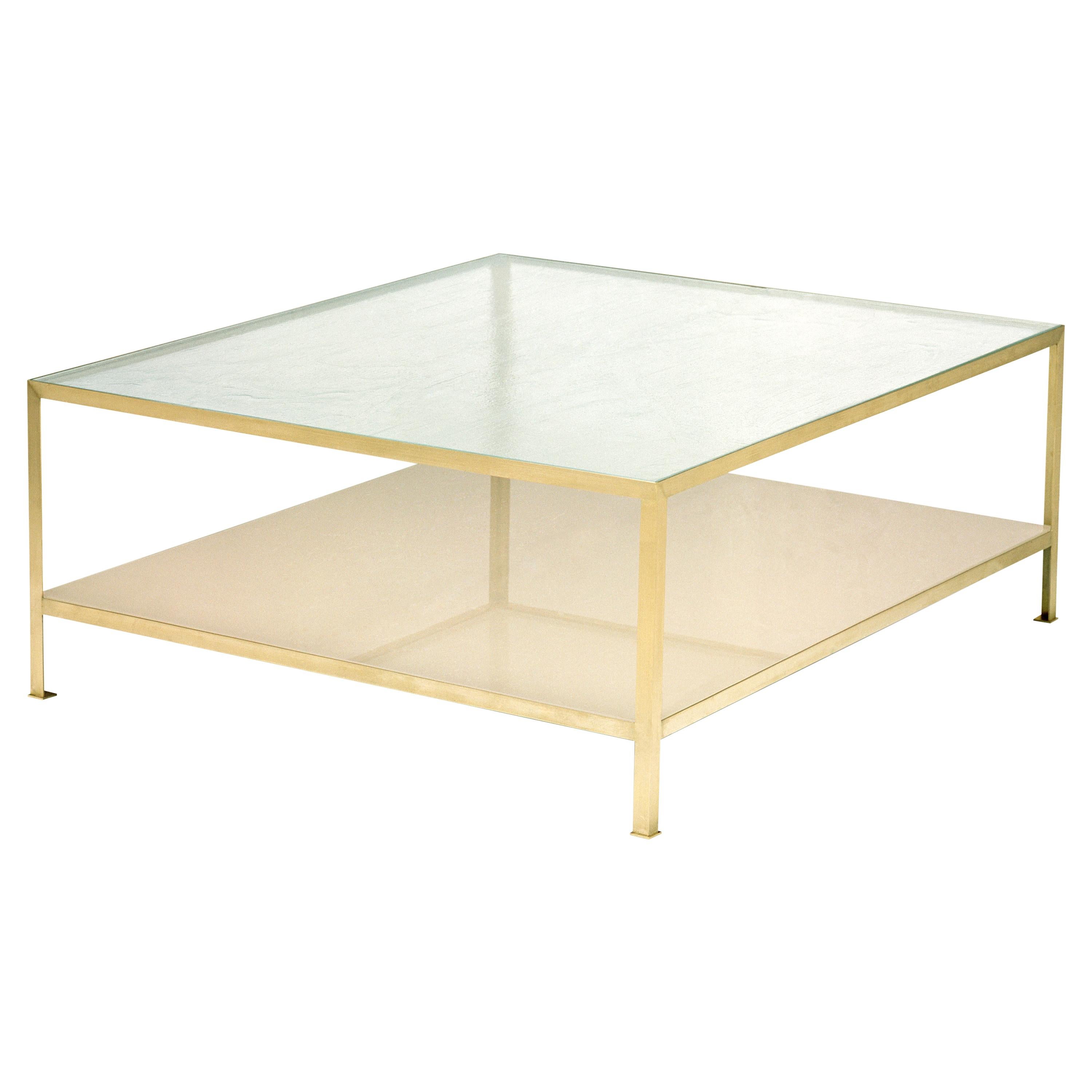90° Glass & Metal Large Square Coffee Table, Vica designed by Annabelle Selldorf