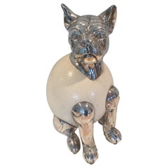 Anthony Redmile Rare Bulldog Sculpture Ostrich Egg Silver Plate