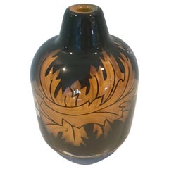 Orrefors Jan Johansson Leaf Graal Vase in Orange