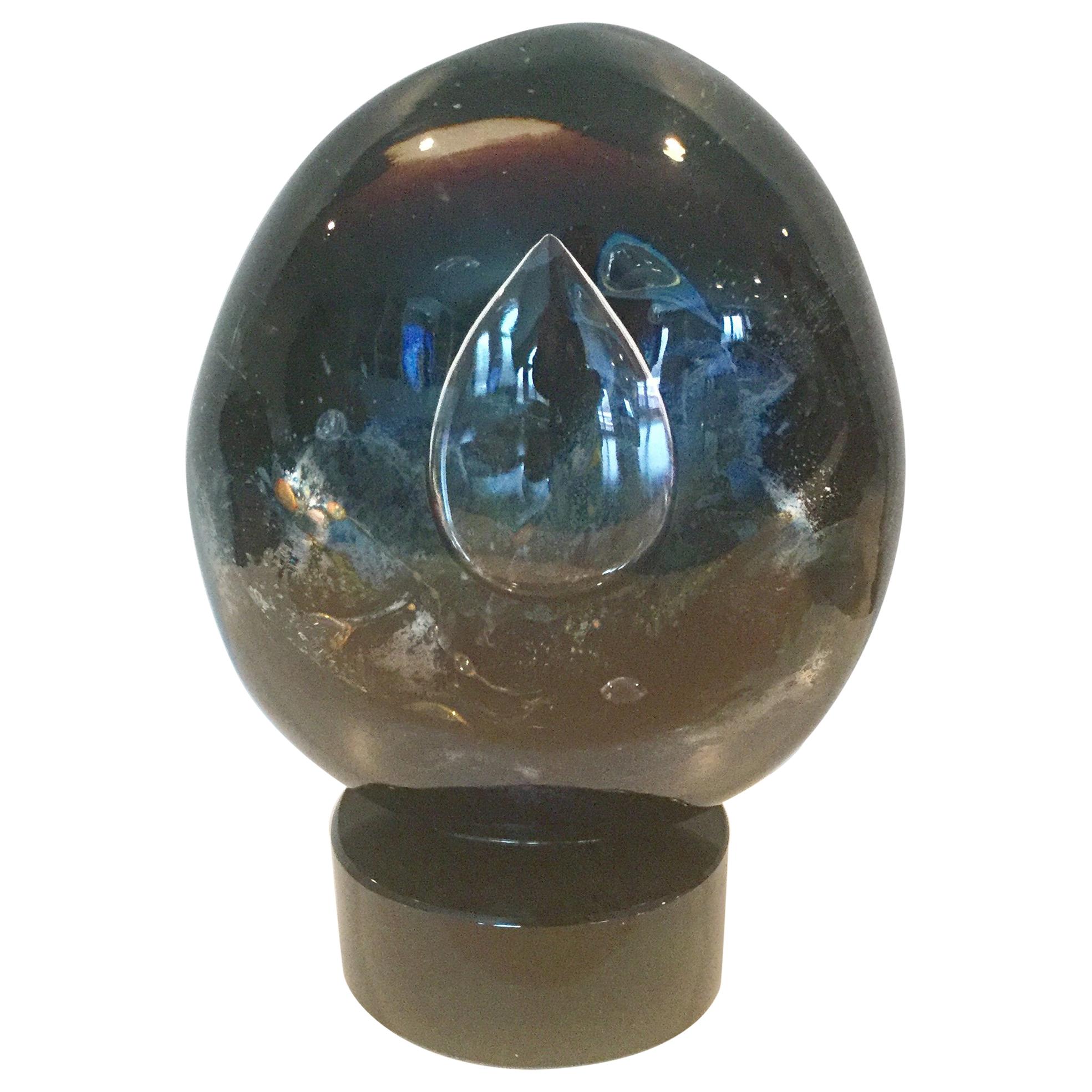 Dino Rosin Murano Chalcedony Glass Planetary Sculpture For Sale