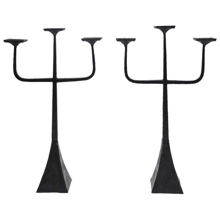 Pair Of Handmade Floor Standing Candelabras