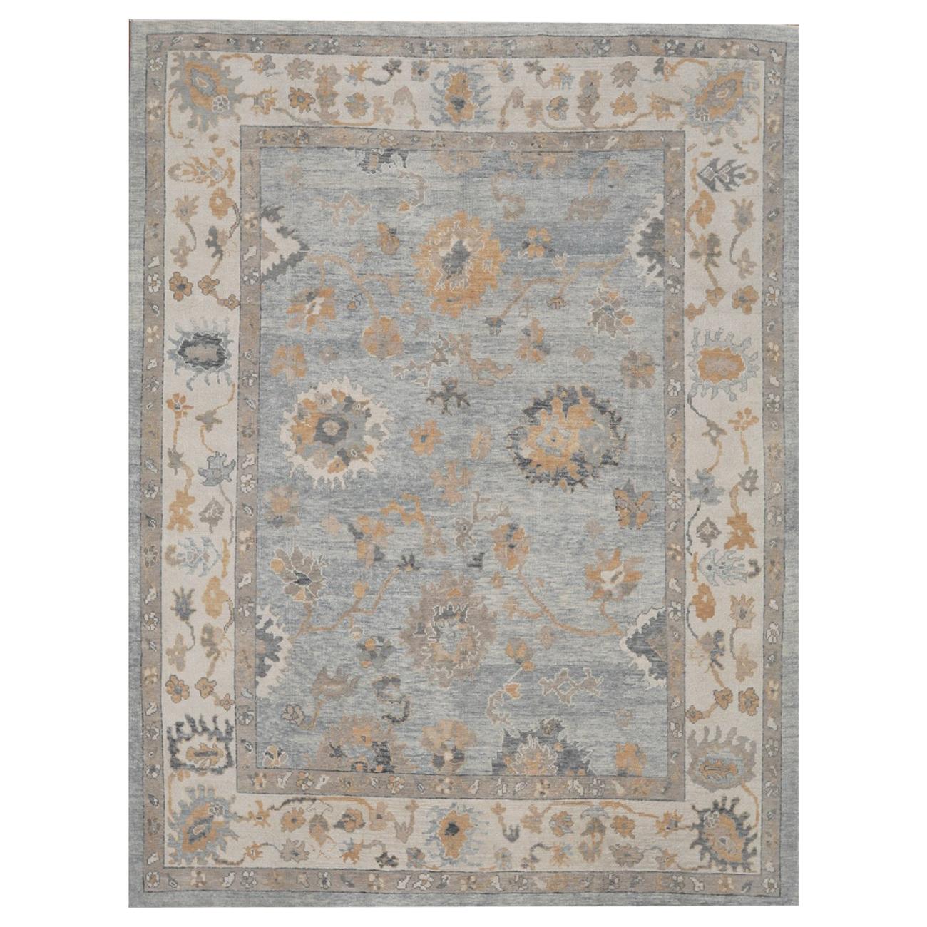 Room Size New Hand Knotted Turkish Oushak Rug